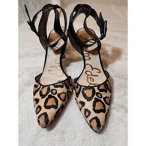 Sam Edelman Womens Shoes Heels Leopard Print Leather Okala Ankle Straps‎ 7.5